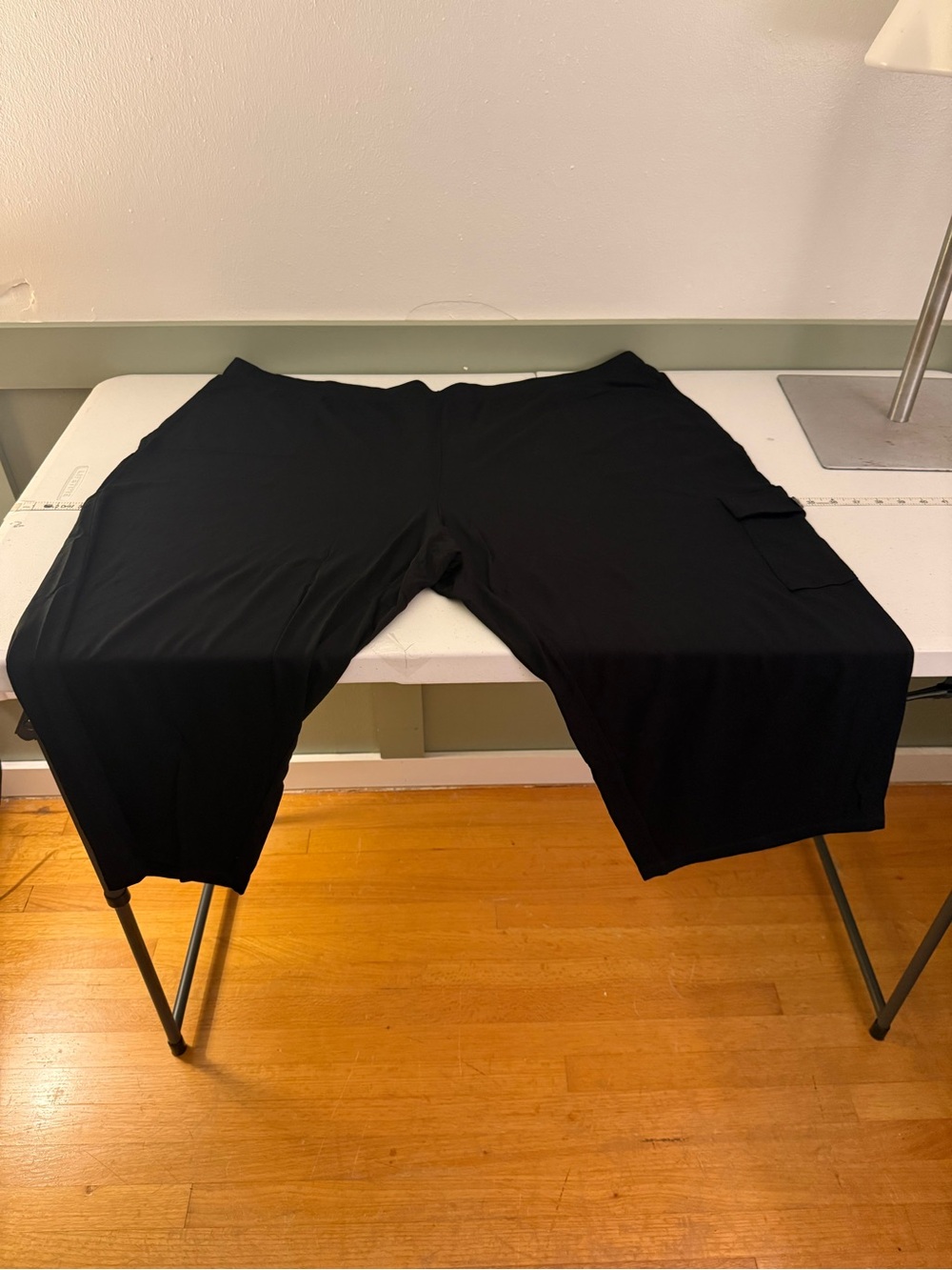 Susan Graver Black Relaxed Track Joggers with Cargo Pocket